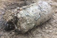 Drilled core of concrete. Site: "Gas cleaning sinter machine 1-6." When drilling soil with casing with a diameter of 1000 mm at a depth of 12 m, drilling was carried out on reinforced concrete (old retaining wall) with coring. Customer: PAT (public joint-stock company) Zaporizhstal.