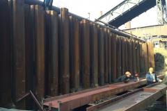 Larssen-V retaining wall. Site: Sinter workshop-2. Reconstruction of buildings and structures of the complex A/M6. Building site No.1. Customer: PAT (public joint-stock company) ArcelorMittal Kryvyi Rih.
