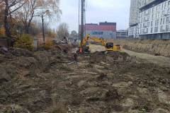 New construction of a multifunctional building (K2 on the master plan) with an integrated educational facility, public and commercial premises, and an underground parking facility at 96 Kulparkivska Street, Lviv. Installation of Ø620 mm bored injection piles. Client: NOVA OSELIA Company LLC